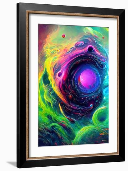 Purple Orb Swirls-null-Framed Art Print