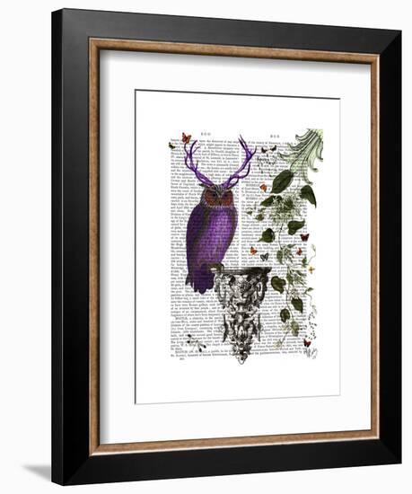Purple Owl with Antlers-Fab Funky-Framed Art Print