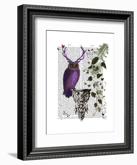 Purple Owl with Antlers-Fab Funky-Framed Art Print