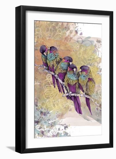 Purple Parrots-The Tangled Peacock-Framed Giclee Print