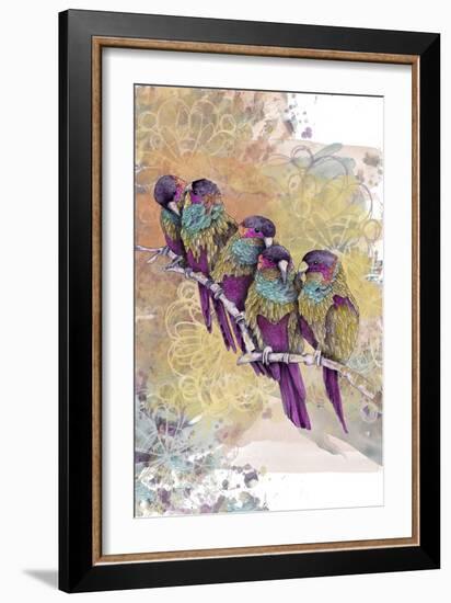Purple Parrots-The Tangled Peacock-Framed Giclee Print