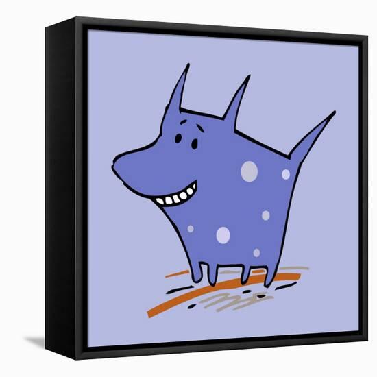 Purple Polka Dot Dog-Carla Martell-Framed Premier Image Canvas