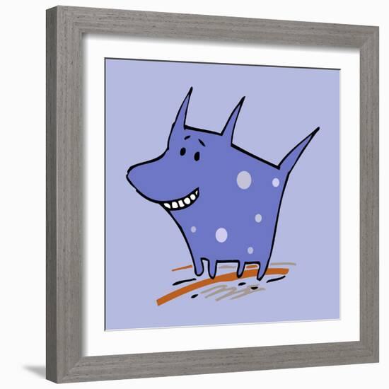 Purple Polka Dot Dog-Carla Martell-Framed Giclee Print