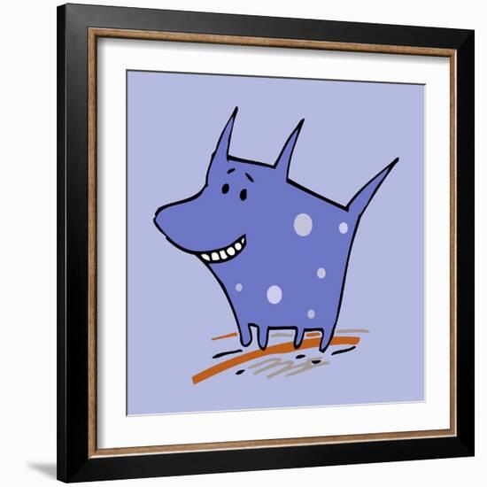 Purple Polka Dot Dog-Carla Martell-Framed Giclee Print