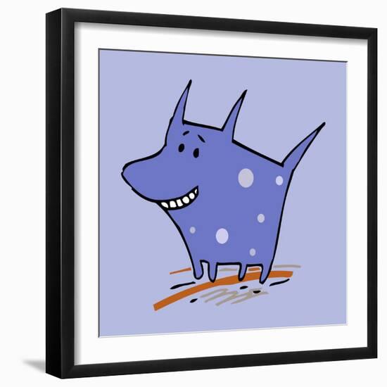 Purple Polka Dot Dog-Carla Martell-Framed Giclee Print