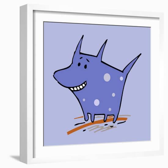 Purple Polka Dot Dog-Carla Martell-Framed Giclee Print