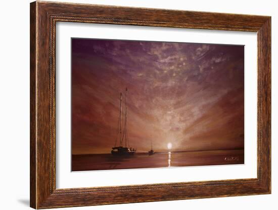 Purple Sunset Boating-Cherie Roe Dirksen-Framed Giclee Print