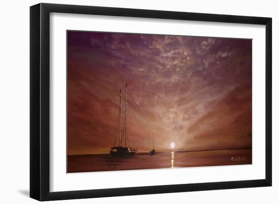 Purple Sunset Boating-Cherie Roe Dirksen-Framed Giclee Print