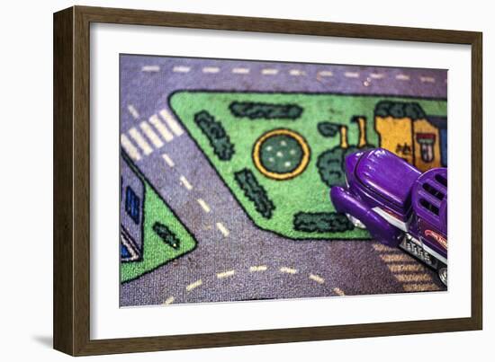 Purple Toy Car on Street Mat-null-Framed Photo