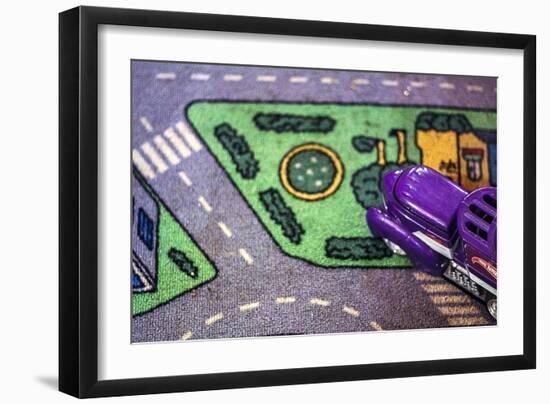 Purple Toy Car on Street Mat-null-Framed Photo