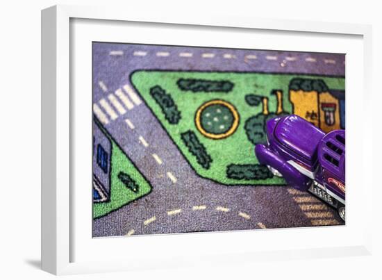 Purple Toy Car on Street Mat-null-Framed Photo