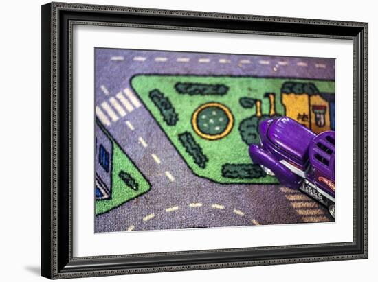 Purple Toy Car on Street Mat-null-Framed Photo