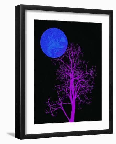 Purple Tree and Blue Moon-Jasmine Woods-Framed Art Print