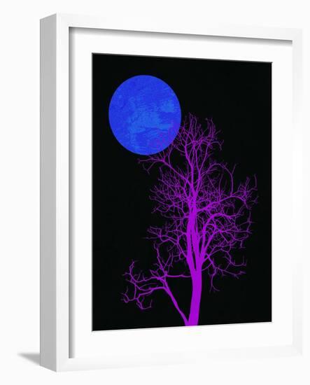 Purple Tree and Blue Moon-Jasmine Woods-Framed Art Print