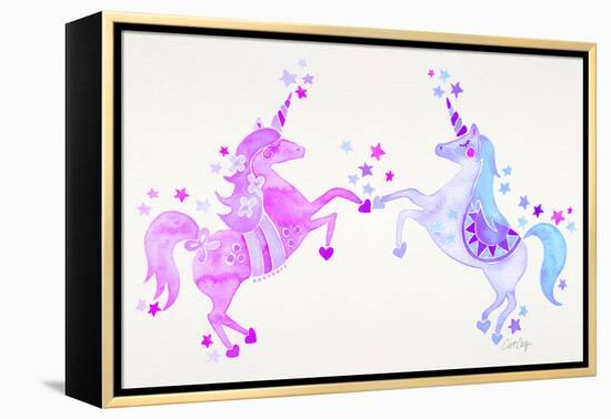 Purple Unicorns-Cat Coquillette-Framed Premier Image Canvas