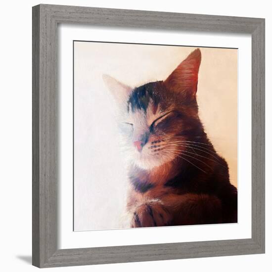 Purr-fect Spot, 2018, (painting)-Helen White-Framed Giclee Print