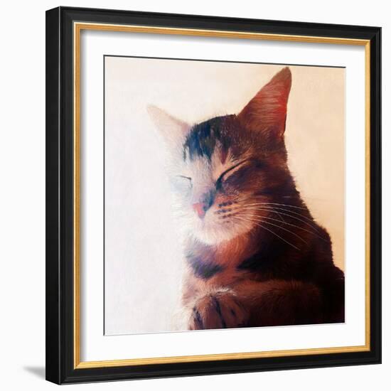 Purr-fect Spot, 2018, (painting)-Helen White-Framed Giclee Print