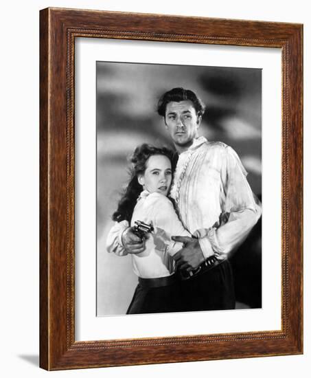 PURSUED, 1947 directed by RAOUL WALSH Teresa Wright and Robert Mitchum (b/w photo)-null-Framed Photo