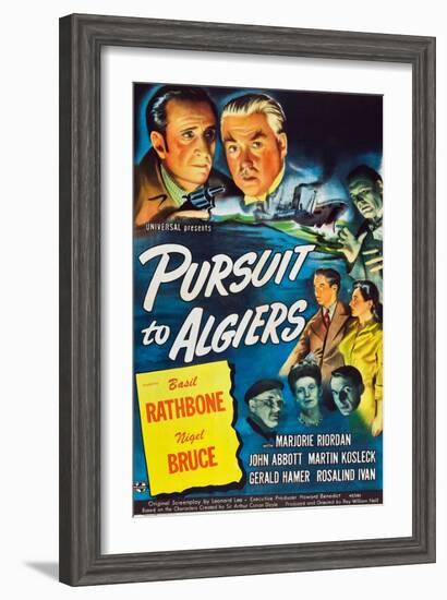 Pursuit to Algiers, Basil Rathbone, Nigel Bruce, 1945-null-Framed Art Print