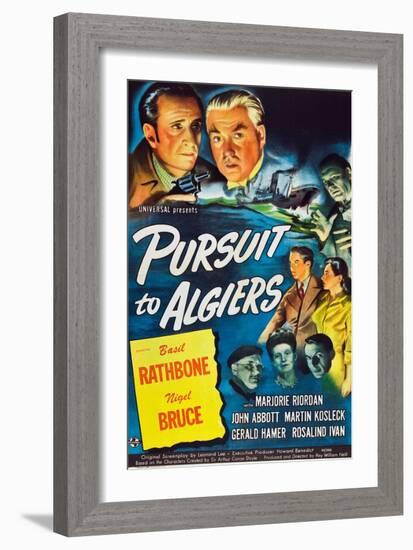 Pursuit to Algiers, Basil Rathbone, Nigel Bruce, 1945-null-Framed Art Print