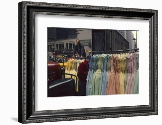 Push Boys Steer Racks of Dresses across Road in the Garment District, New York, New York, 1960-Walter Sanders-Framed Photographic Print