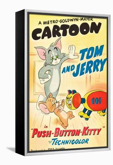 Push-Button Kitty, Tom, Jerry on poster art, 1952-null-Framed Stretched Canvas