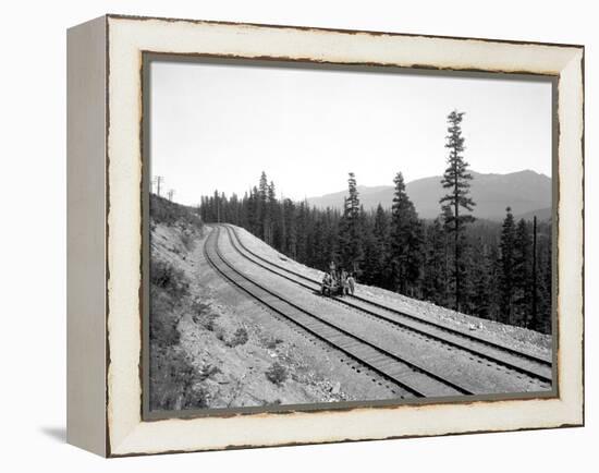 Pushcart with Railroad Crew, Circa 1915-Asahel Curtis-Framed Premier Image Canvas