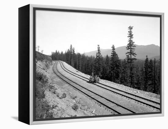 Pushcart with Railroad Crew, Circa 1915-Asahel Curtis-Framed Premier Image Canvas