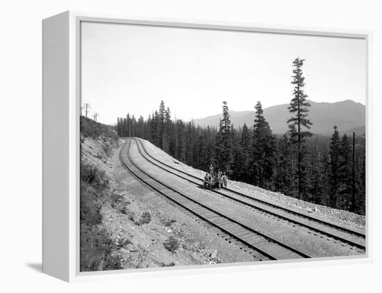 Pushcart with Railroad Crew, Circa 1915-Asahel Curtis-Framed Premier Image Canvas