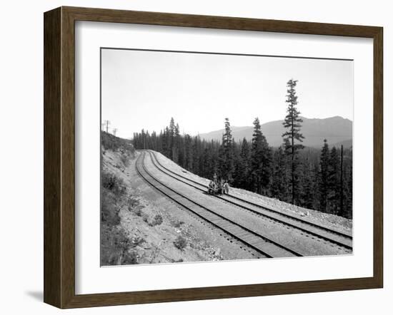 Pushcart with Railroad Crew, Circa 1915-Asahel Curtis-Framed Giclee Print