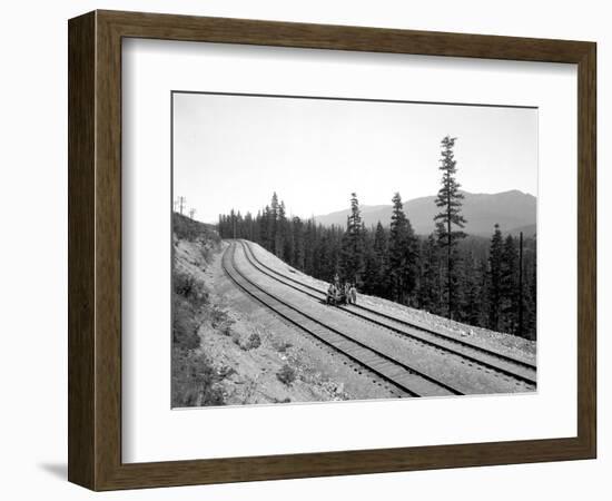 Pushcart with Railroad Crew, Circa 1915-Asahel Curtis-Framed Giclee Print