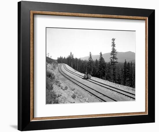 Pushcart with Railroad Crew, Circa 1915-Asahel Curtis-Framed Giclee Print