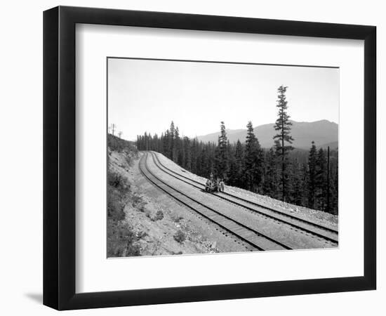 Pushcart with Railroad Crew, Circa 1915-Asahel Curtis-Framed Giclee Print