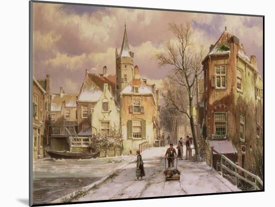 Pushing a Wheelbarrow in the Snow-Willem Koekkoek-Mounted Giclee Print