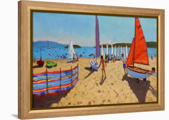 Pushing Out the Boat, Abersoch, 2016-Andrew Macara-Framed Premier Image Canvas