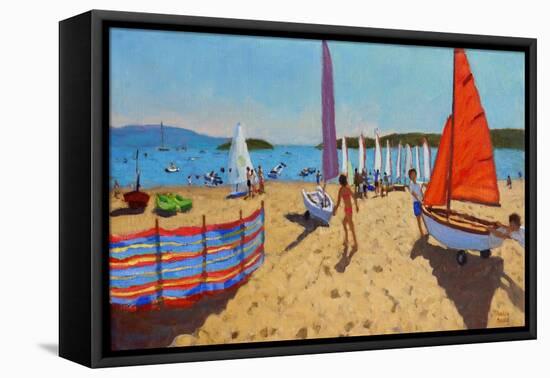 Pushing Out the Boat, Abersoch, 2016-Andrew Macara-Framed Premier Image Canvas