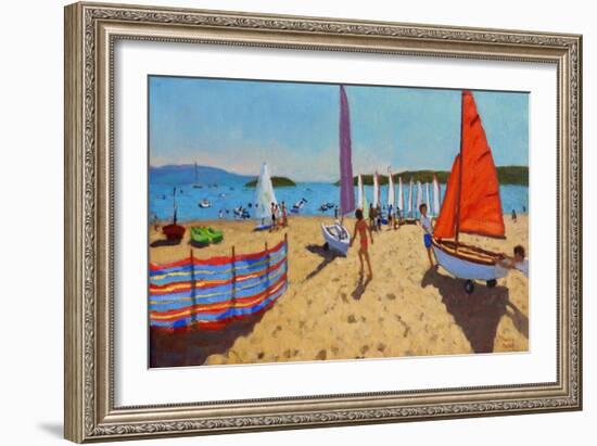 Pushing Out the Boat, Abersoch, 2016-Andrew Macara-Framed Giclee Print