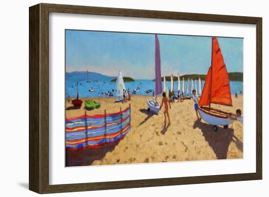 Pushing Out the Boat, Abersoch, 2016-Andrew Macara-Framed Giclee Print