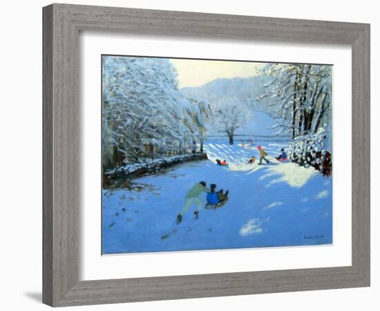 Pushing the Sledge, Youlgreave-Andrew Macara-Framed Giclee Print