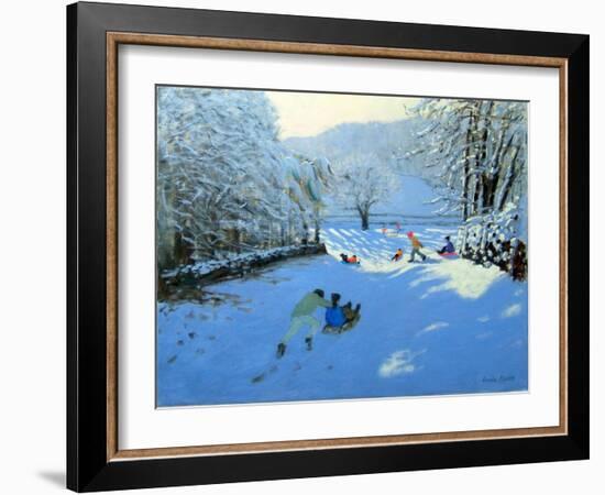 Pushing the Sledge, Youlgreave-Andrew Macara-Framed Giclee Print