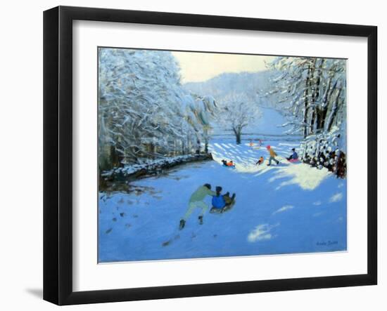 Pushing the Sledge, Youlgreave-Andrew Macara-Framed Giclee Print