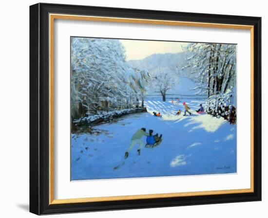 Pushing the Sledge, Youlgreave-Andrew Macara-Framed Giclee Print