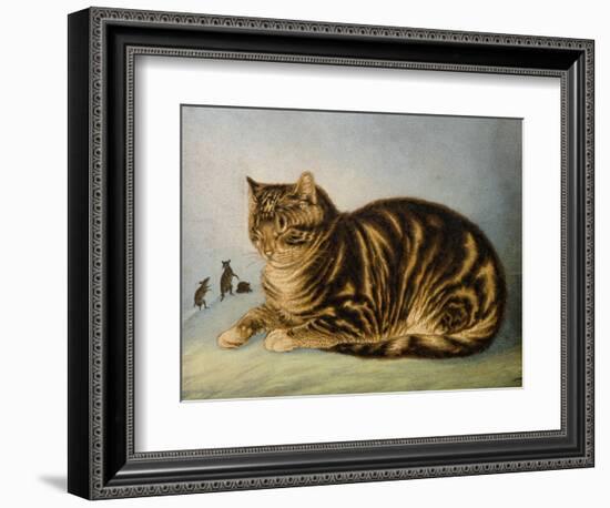 Puss Napping-George Baxter-Framed Giclee Print