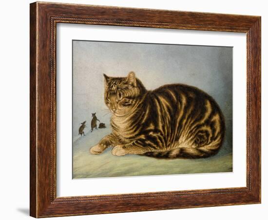 Puss Napping-George Baxter-Framed Giclee Print