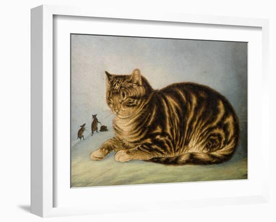 Puss Napping-George Baxter-Framed Giclee Print