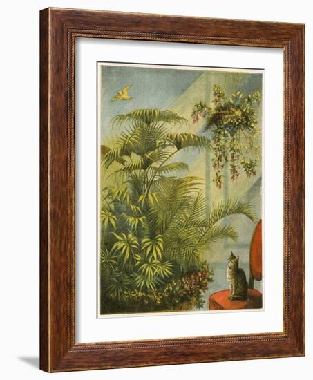 Pussy and Dicky, Cat and Canary-English School-Framed Giclee Print