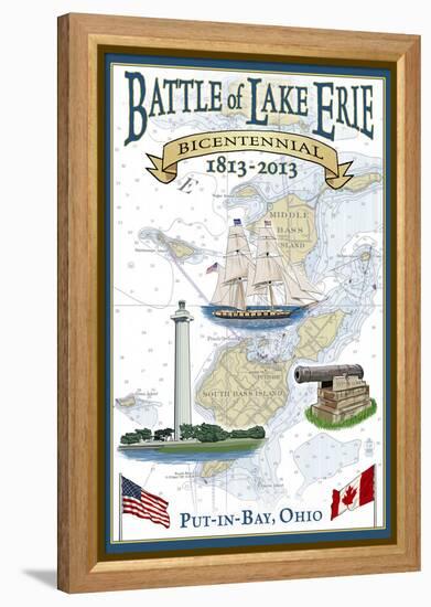 Put-In-Lake, Ohio - Battle of Lake Erie Nautical Chart-Lantern Press-Framed Stretched Canvas