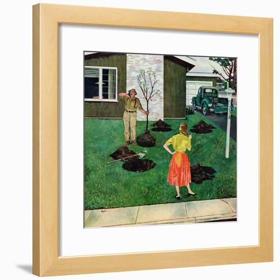 "Put the Tree There?", April 9, 1955-George Hughes-Framed Giclee Print