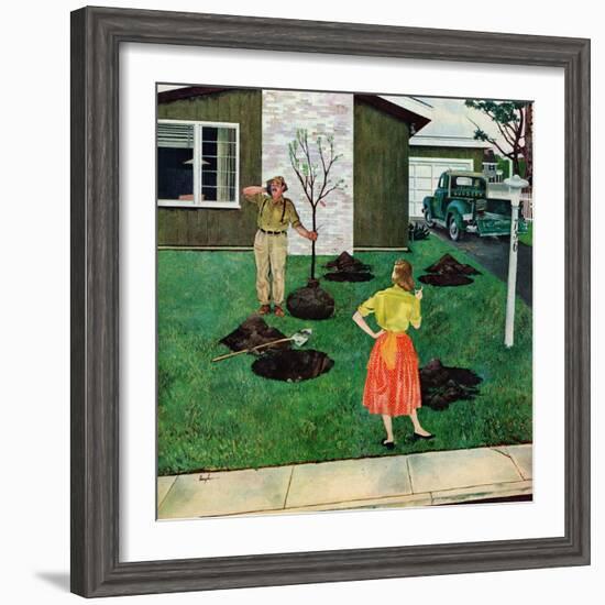 "Put the Tree There?", April 9, 1955-George Hughes-Framed Giclee Print