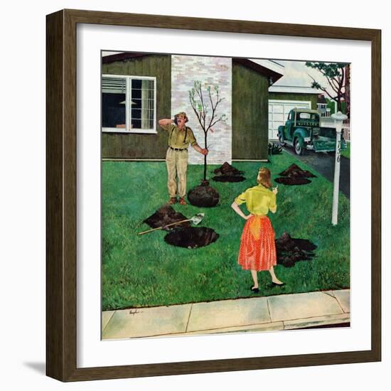 "Put the Tree There?", April 9, 1955-George Hughes-Framed Giclee Print